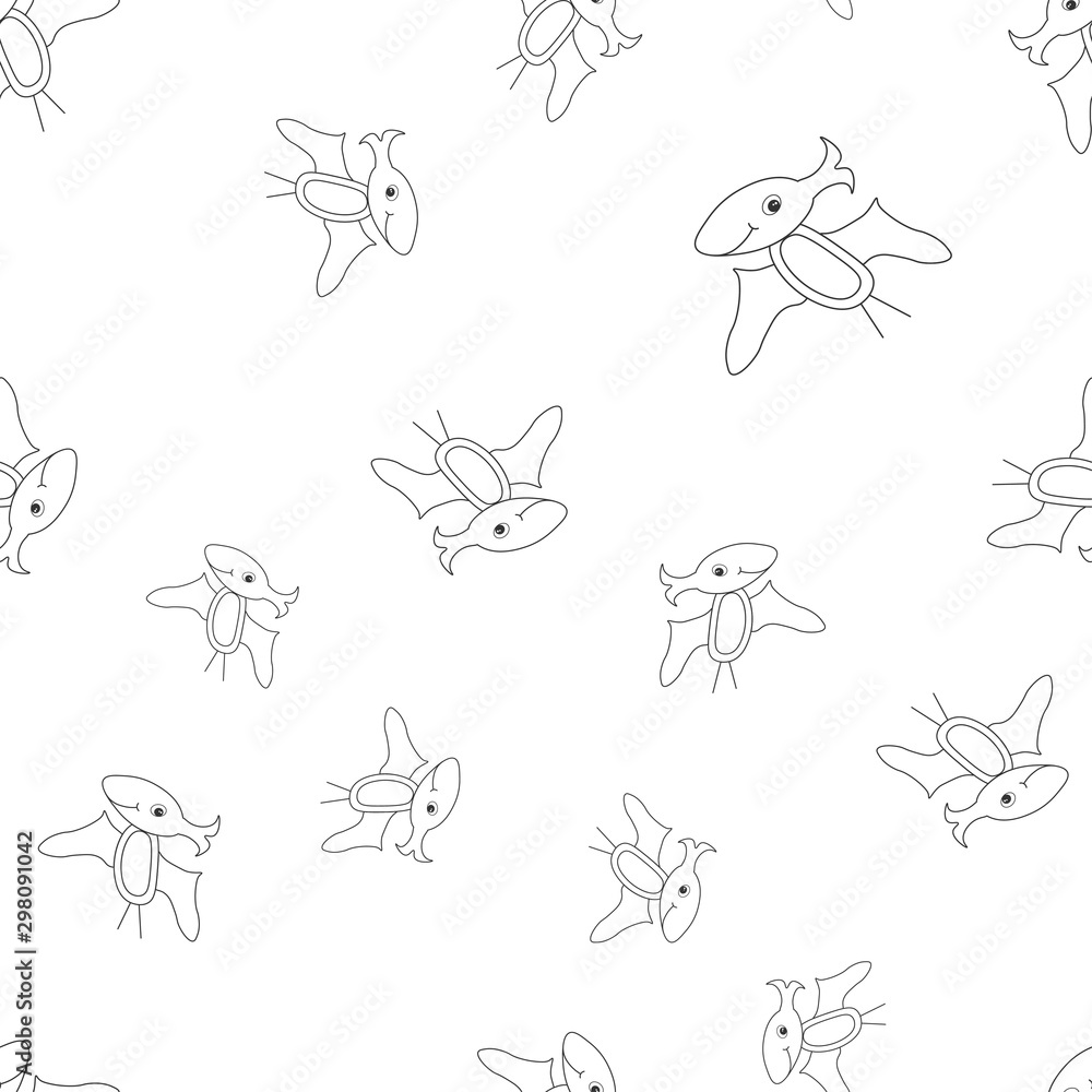 Dinosaur pterodactyl contour seamless pattern Dinosaur pterodactyl contour seamless pattern