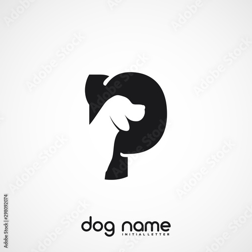 Initial Letter P Dog Logo And Icon Name Dog Design Vector.