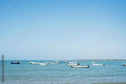 Little boats on the sea. Daylight and blue water. © josemanuelerre