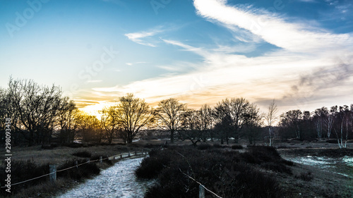 Sonnenuntergang in den Boberger Duenen im Winter photo