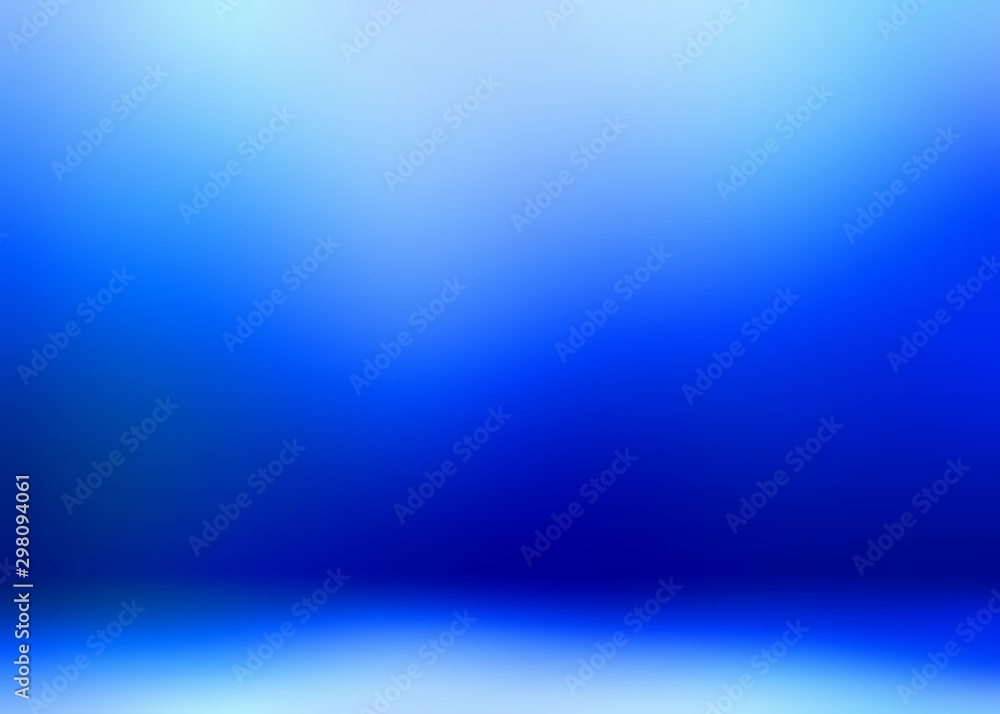 Blue intensive gradient room abstract 3d background. Magical studio.