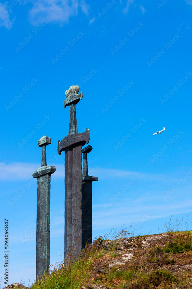 Three Viking stone swords near Stavanger in Norway Three Viking stone swords near Stavanger in Norway