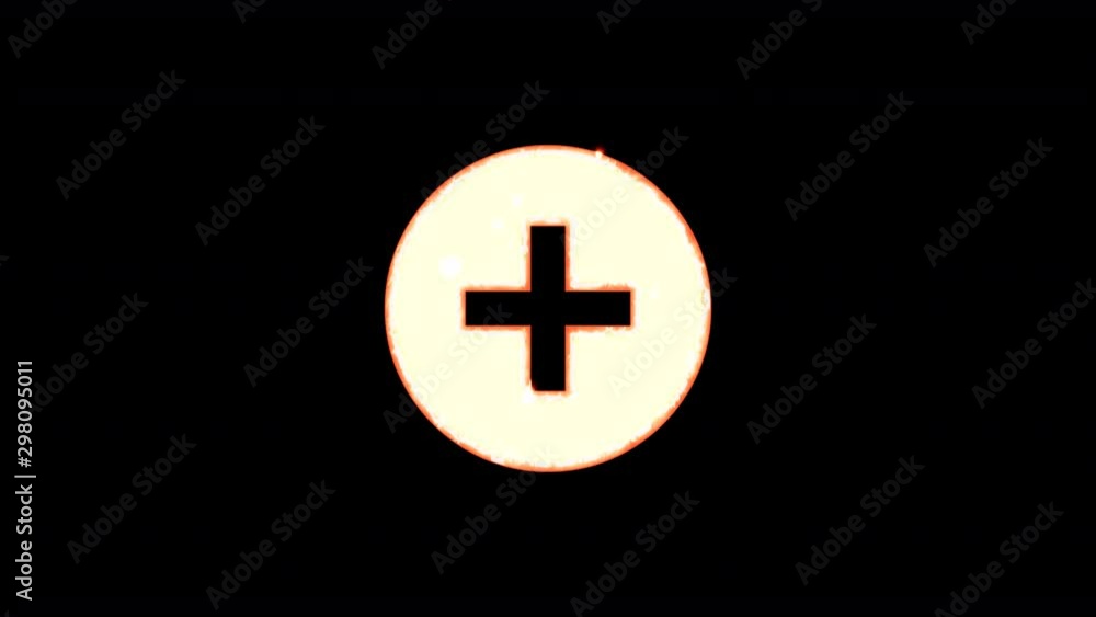 Symbol plus circle burns out of transparency, then burns again. Alpha channel Premultiplied - Matted with color black Symbol plus circle burns out of transparency, then burns again. Alpha channel Premultiplied - Matted with color black