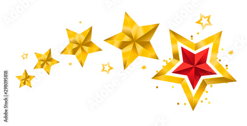 Vector illustration of 5 gold stars christmas new year holiday 3D
