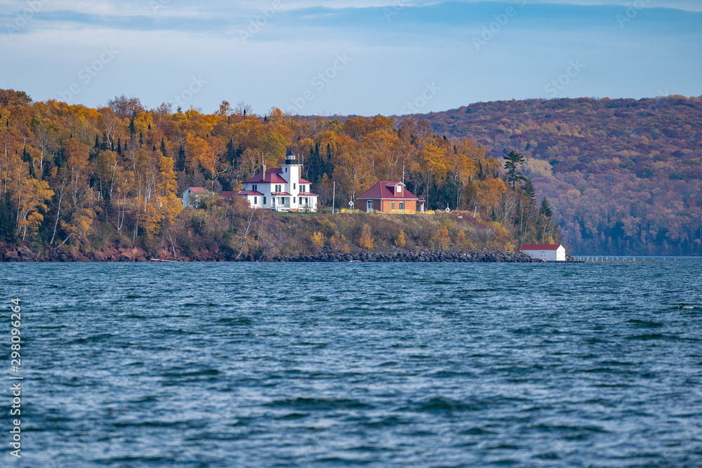Raspberry Island Lighthouse in Wisconsin on Lake Superior in the Apostle Islands National Lakeshore