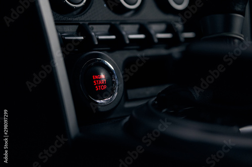 sports car engine start button