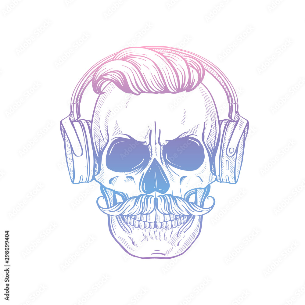 Angry skull with cirly hairstyle Angry skull with cirly hairstyle