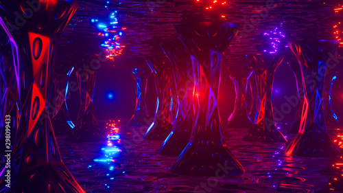 Space alien cave. Virtual reality environment. 3d render.
