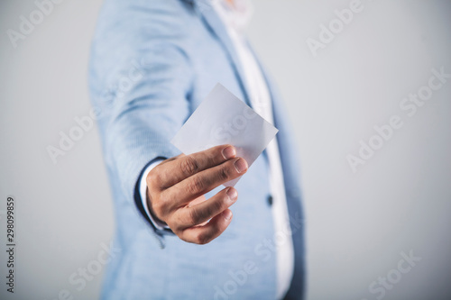 business man hand card