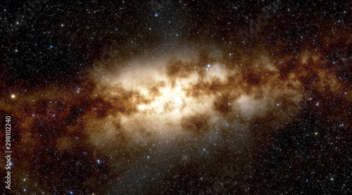 Fototapeta Naklejka Na Ścianę i Meble -  Billions of stars in the Milky Way galaxy. Bright center of the galaxy. Beautiful clusters of stars.
