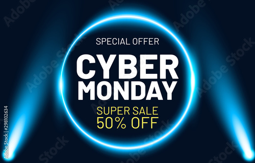 Cyber monday sale illustration. Sale banner template for promotion, advertising, social media, web banner