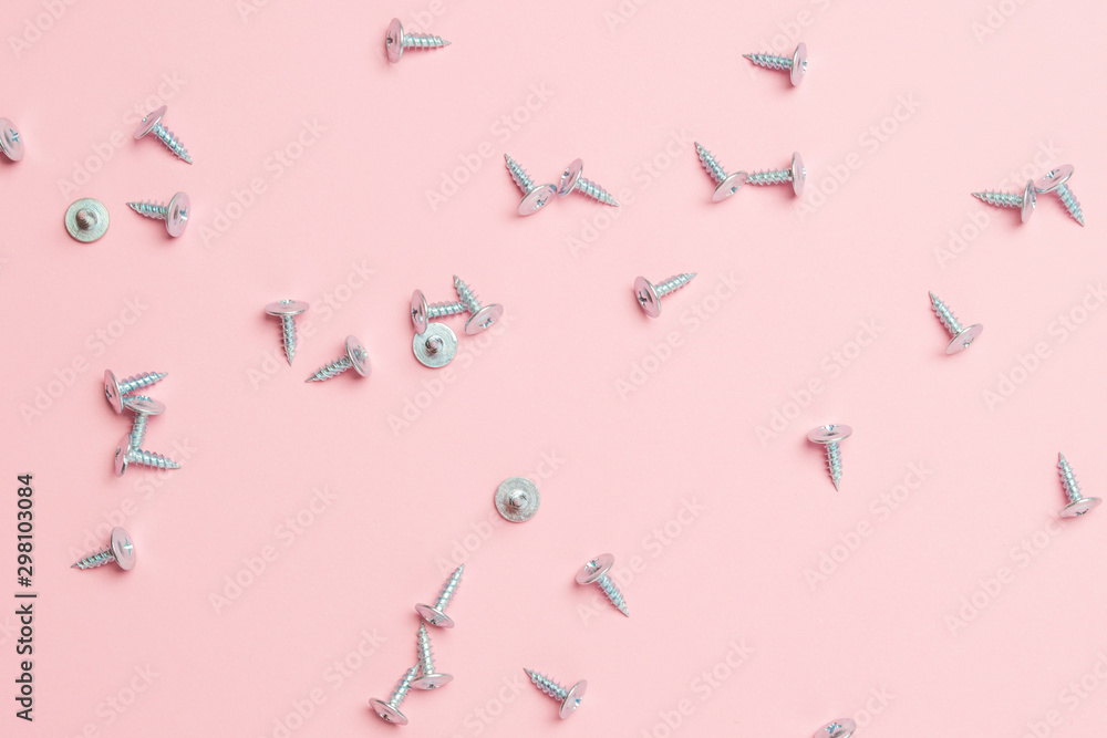 Self-tapping screws on colored background Self-tapping screws on colored background