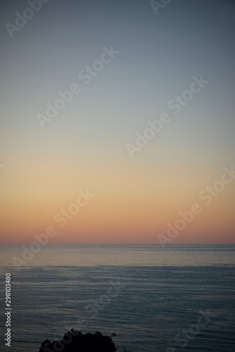 Fototapeta Naklejka Na Ścianę i Meble -  Sunset over Adriatic sea with mining platform in the distance