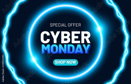 Cyber monday sale illustration. Sale banner template for promotion, advertising, social media, web banner