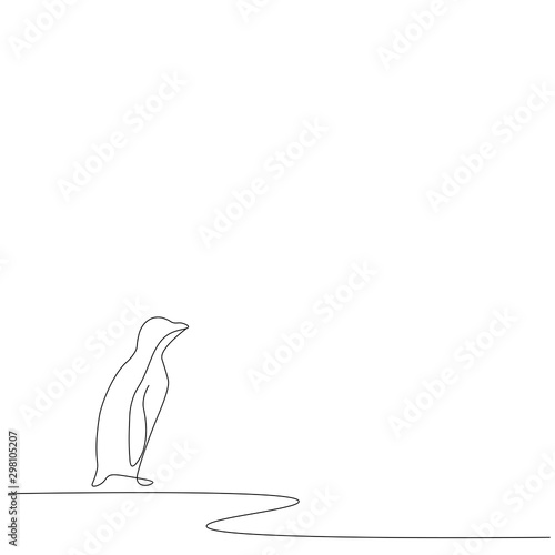 Penguin silhouette, arctic landscape vector illustration