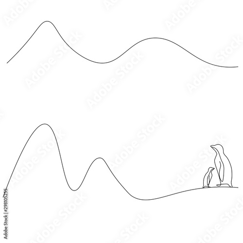 Penguin arctica landscape vector illustration