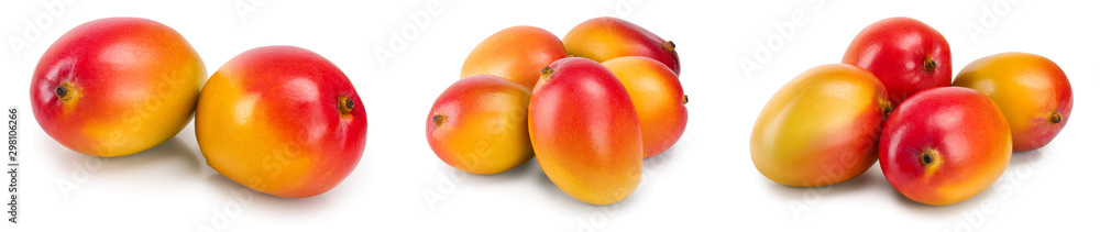 Mango fruit isolated on white background close-up. Set or collection Mango fruit isolated on white background close-up. Set or collection