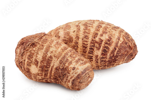 Fotografie fresh taro root isolated on white background