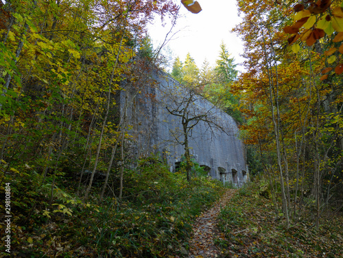 OBERSALZBERG, GERMANY - October 29, 2018: WW2 remains, Coal bunker - Remains of Hitlers Berghof, Obersalzberg, Berchtesgaden, Bavaria, Germany