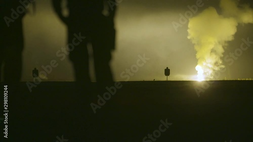 Smoke Bomb At Night Time Training Excercise