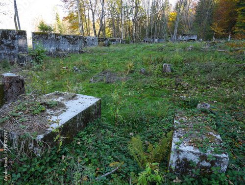 OBERSALZBERG, GERMANY - October 28, 2018: WW2 remains,  Big Theater Hall - Remains of Hitlers Berghof, Obersalzberg, Berchtesgaden, Bavaria, Germany