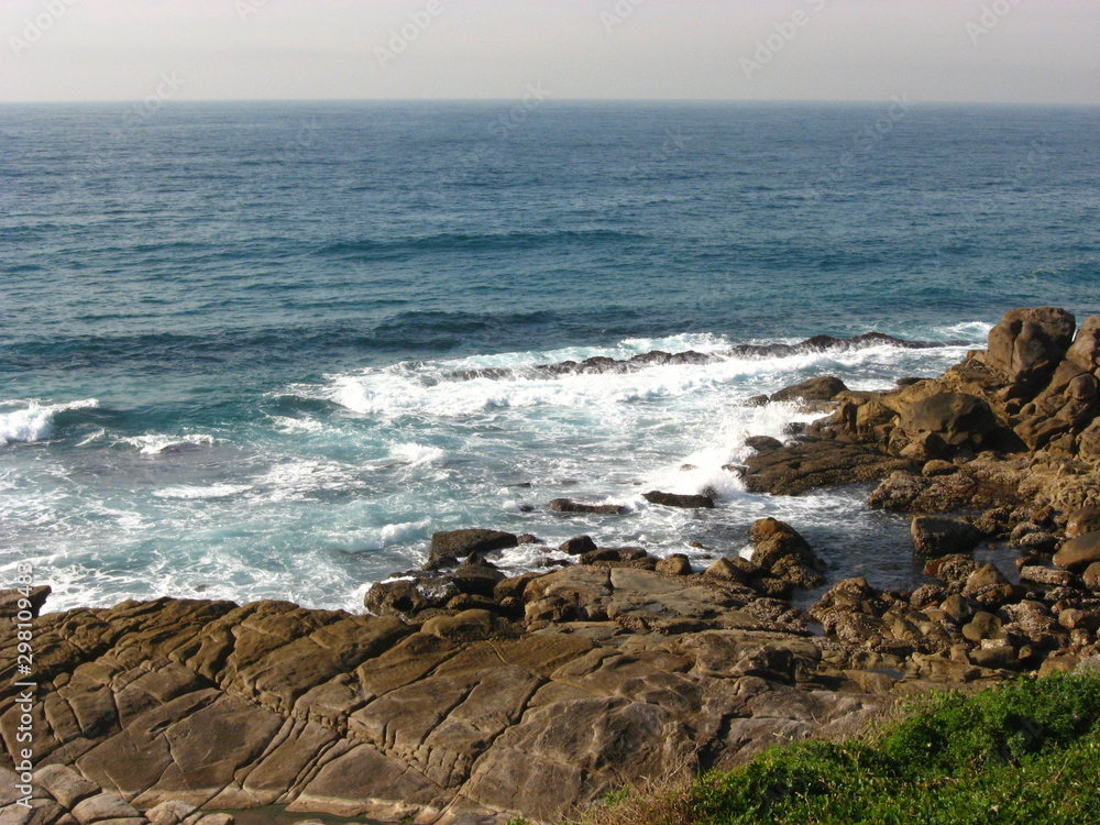 Rocky shoreline on the Natal north coast of South Africa.