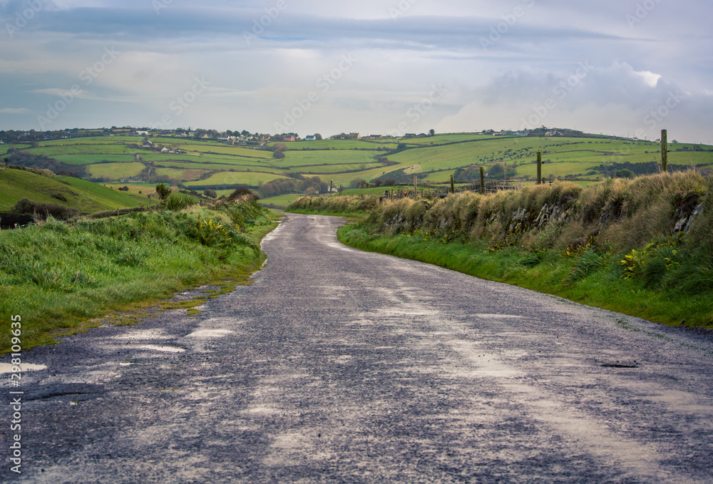 Fototapeta premium Raining road in Dingle Ireland