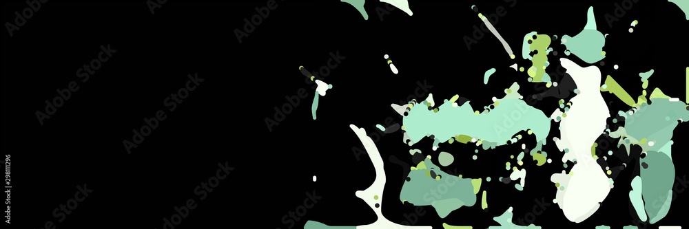 abstract modern art background with tea green, black and dark sea green colors