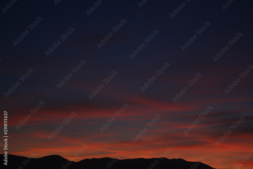 Sunset colors in the mountains of the Mediterranean island of Crete