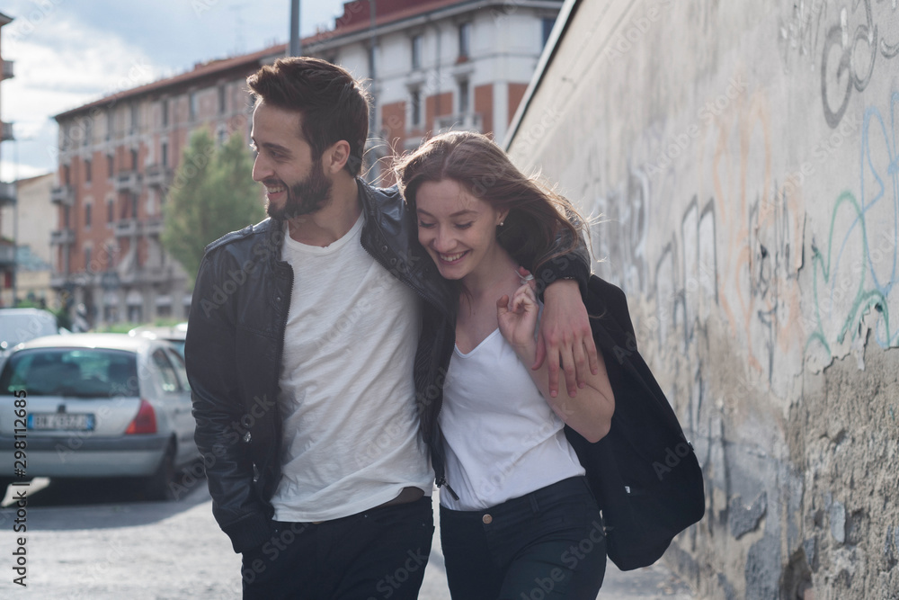 Young couple having fun in the city Young couple having fun in the city