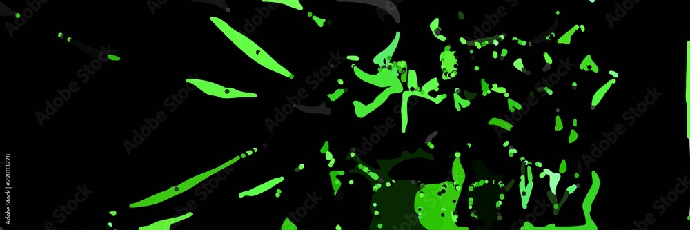 abstract modern art background with shapes and black, lime green and pale green colors