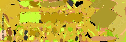 abstract modern art background with shapes and golden rod, very dark green and coffee colors