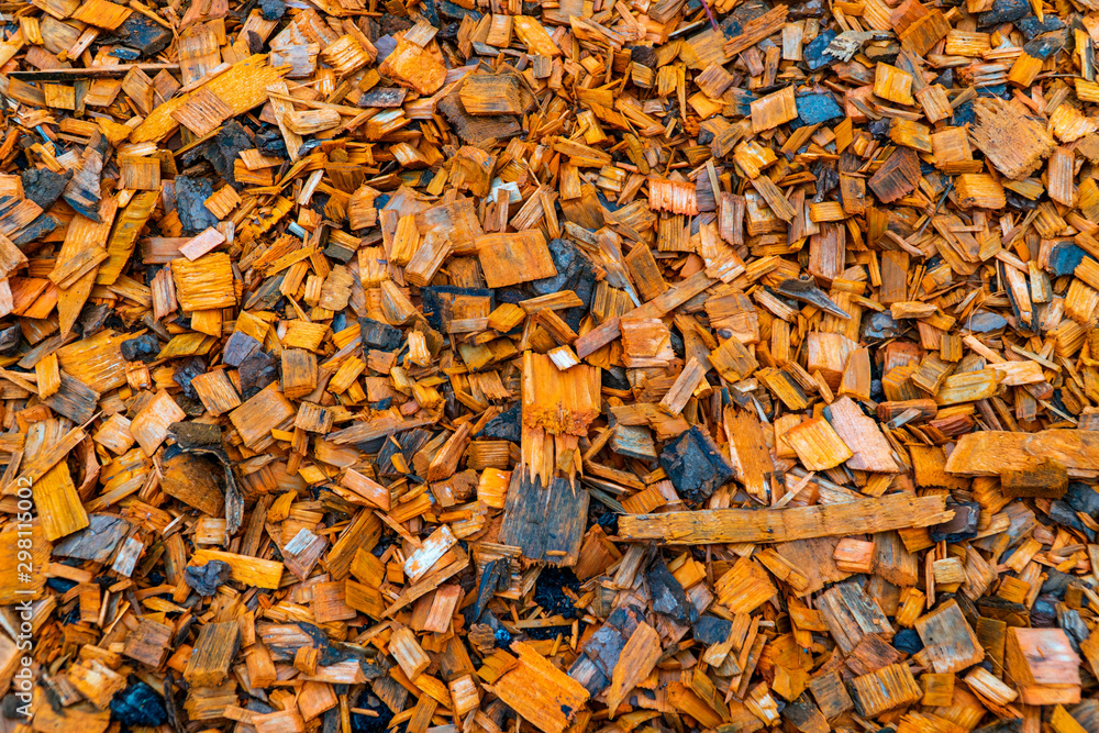 Colored textured sawdust. Small pieces of wood of different sizes. Colored textured sawdust. Small pieces of wood of different sizes.