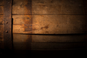 background of barrel and worn old table of wood