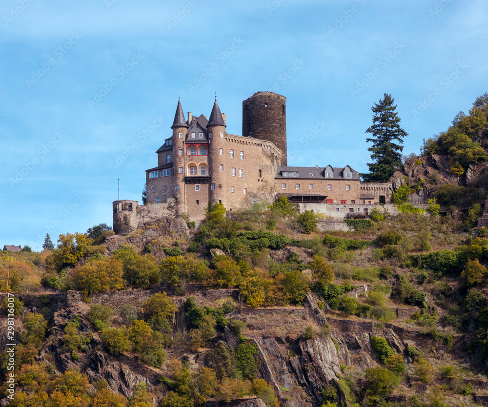 Castle Katz above the Rhine River near St. Goarshausen, Rhineland-Palatinate, Germany, Europe Castle Katz above the Rhine River near St. Goarshausen, Rhineland-Palatinate, Germany, Europe