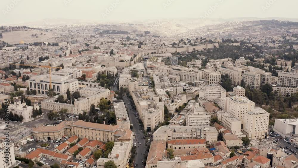 Jerusalem new and old city, Israel, 4k aerial drone view Jerusalem new and old city, Israel, 4k aerial drone view