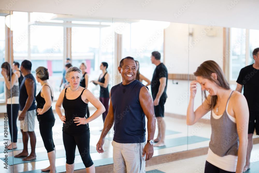 People chatting after - or before - yoga class People chatting after - or before - yoga class