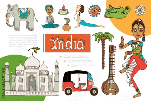 Flat India Elements Composition