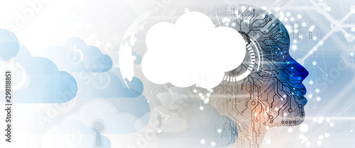 Abstract Artificial intelligence. Cloud computing. Machine learning. Technology web background. Virtual concept