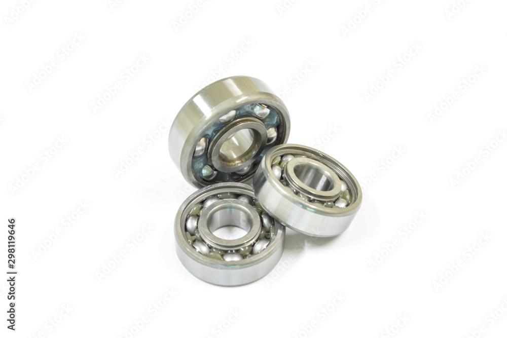 Ball bearing on a white background, Motorcycle bearing close-up. Ball bearing on a white background, Motorcycle bearing close-up.