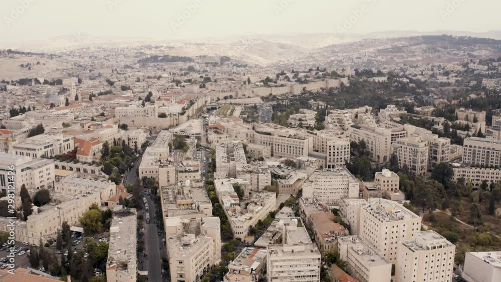 Jerusalem new and old city, Israel, 4k aerial drone view