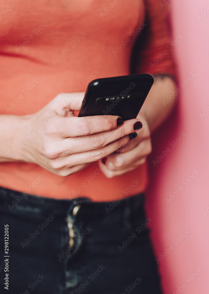 Woman hands with cell phone Woman hands with cell phone