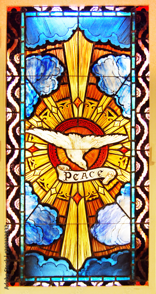 Peace with Dove in Stained Glass