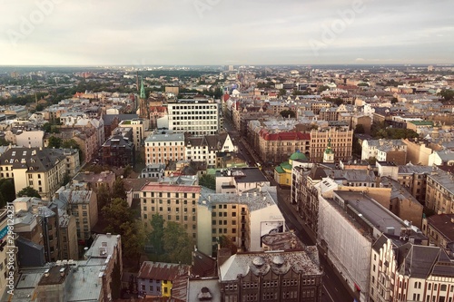 Aerial view of Riga in Latvia in the evening