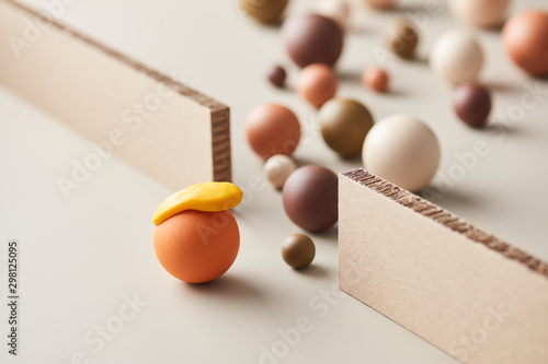 Colorful spheres showing border and immigrants