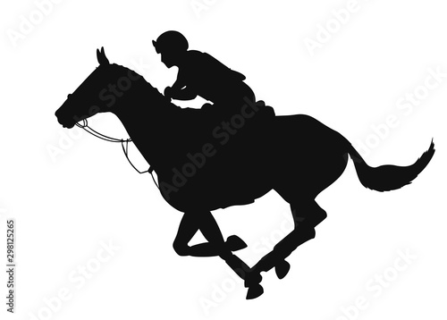 Silhouette of a athlete on a horse participates in field trials