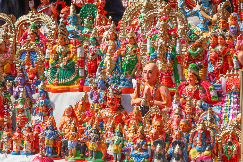 Indian God Idols and Traditional Statues Golu Festival Chennai India