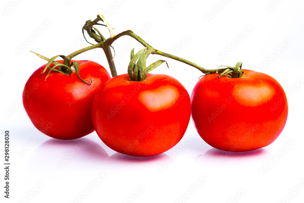 Bunch of fresh italian tomatoes . Isolated on white background. Bunch of fresh italian tomatoes . Isolated on white background.