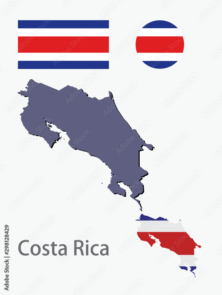 Fototapeta premium Costa Rica silhouette and flag vector