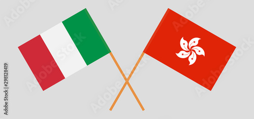 Hong Kong and Italy. Hongkong and Italian flags